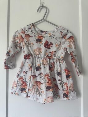 PatPat White Floral & Woodland Animal Long Sleeve Bodysuit